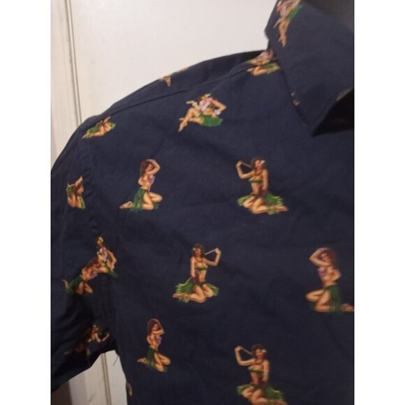 New Men's Zip Code Ricky Singh Short Sleeve Blue Button Up Shirt Small S All Ove - Picture 5 of 11